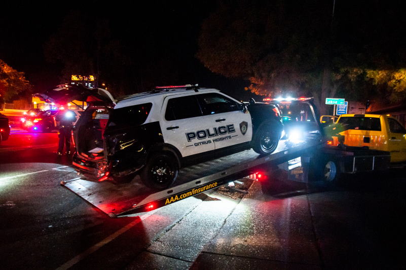 Police SUV damaged