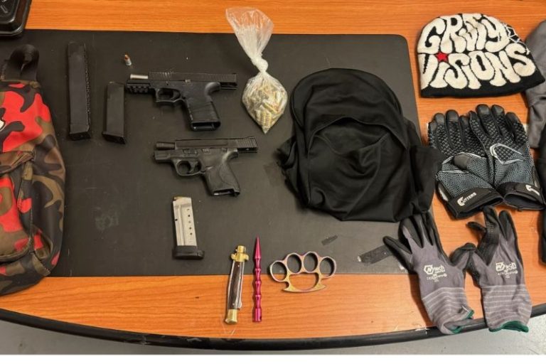 A juvenile was recently found in possession of loaded weapons, ski masks.