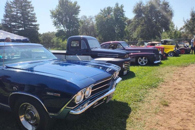Several classic cars lined up in Garsh Field at Rusch Park on Aug. 31 during a memorial honoring former Citrus Heights Little League Coach Jerry Garcia, Saturday, Aug. 31, 2024.