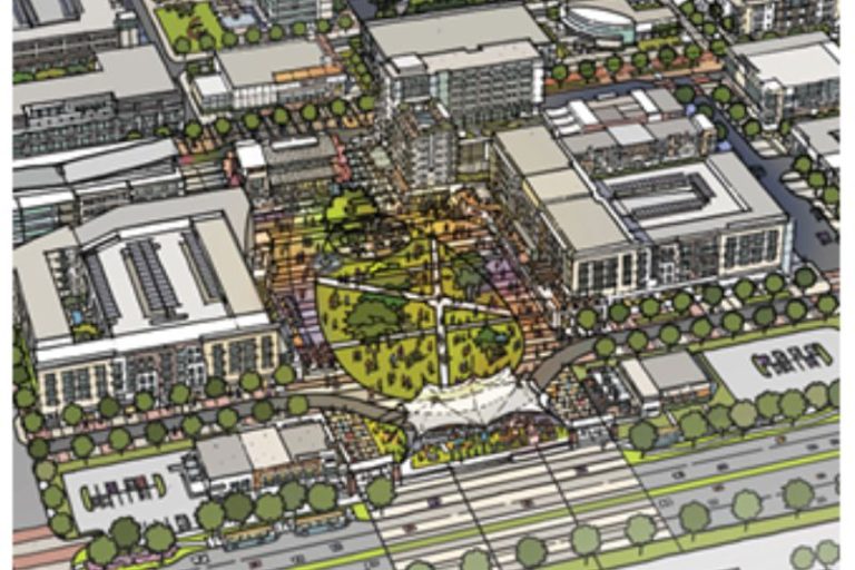 A rendering from the Sunrise Tomorrow Specific Plan