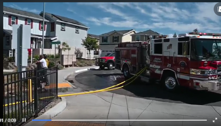 Fire crews responded to a fire at Mitchel Village Park on Friday, June 13, 2025. // Mike Hazlip.