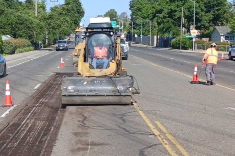A photo showing mill and fill work on Antelope Road. // City of Citrus Heights